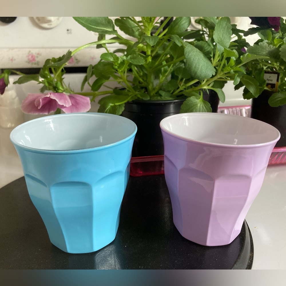 Duralex France Blue and Purple Tumblers Glasses Cups